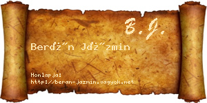 Berán Jázmin névjegykártya